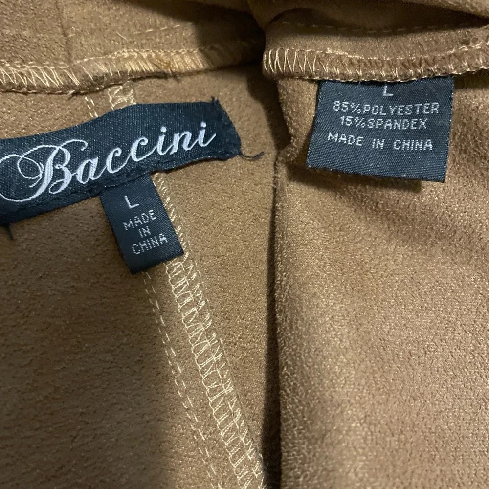 Baccinni Faux Suede Moto Jacket Size L Cognac Waterfall Drape Front Silhouette - Picture 6 of 8